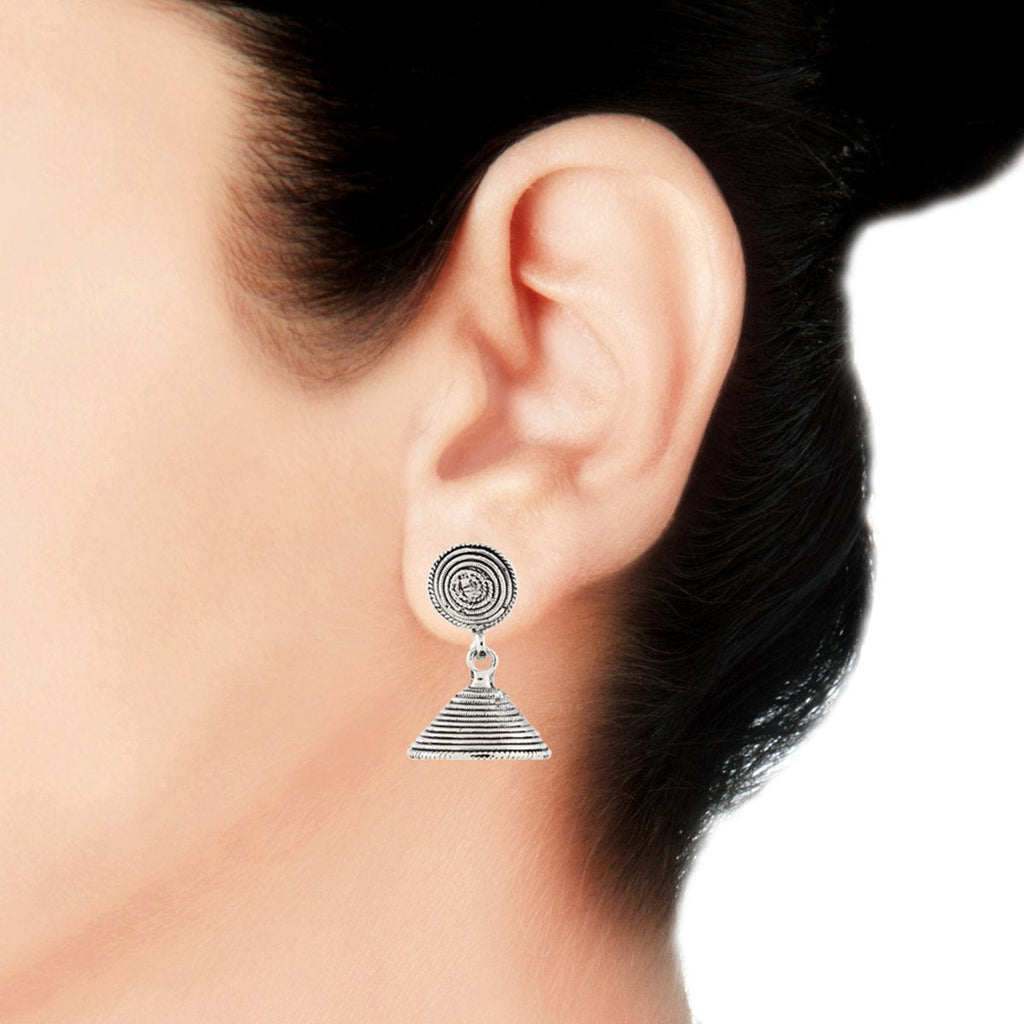 Dainty Indian Jaipur Oxidized German Silver Jhumki Earring Women Bulk