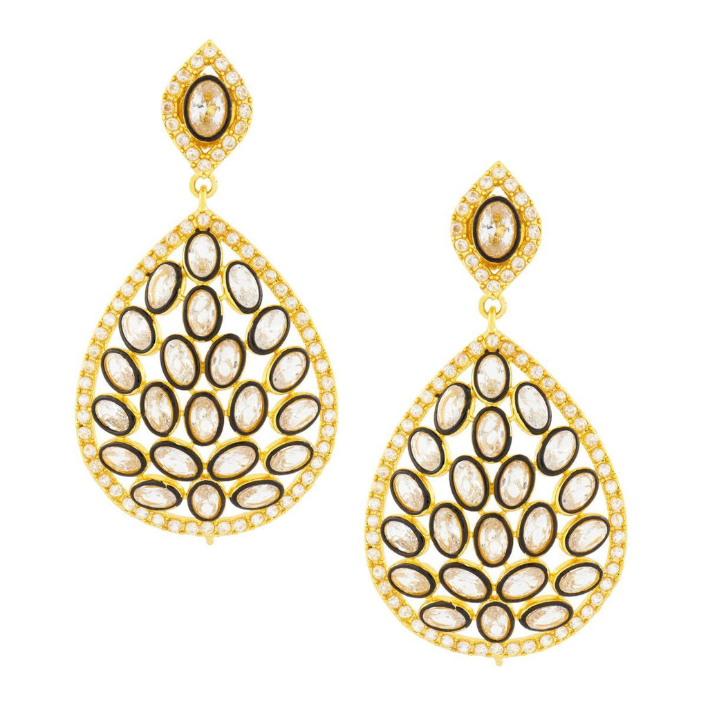 Filigree 18K Gold Filigree Crystal CZ Dangle Drop Earring Bulk