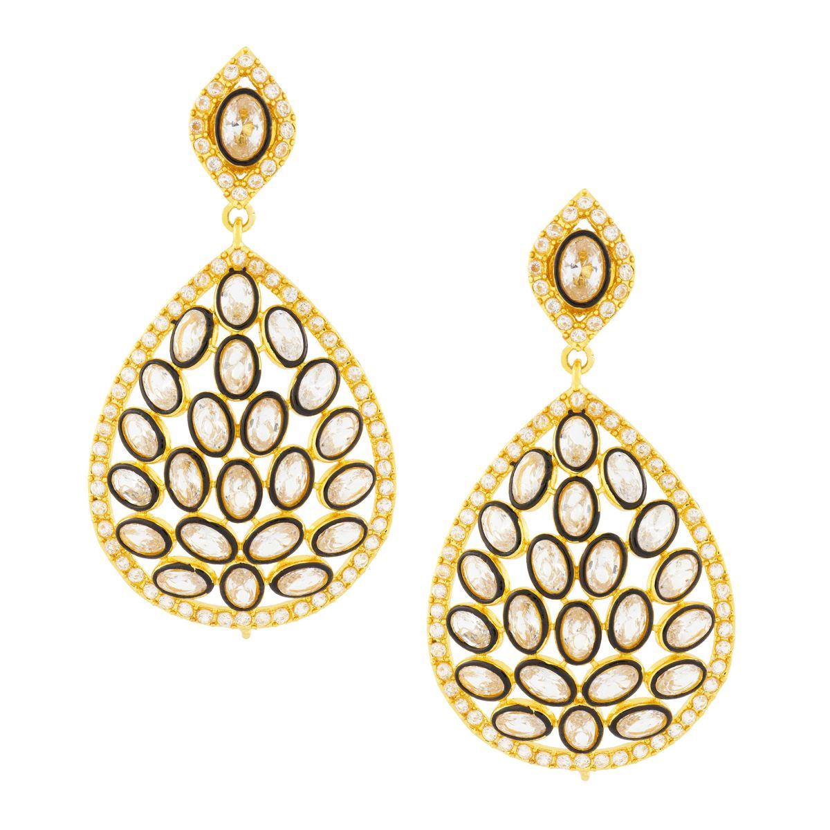 Filigree 18K Gold Filigree Crystal CZ Dangle Drop Earring Bulk
