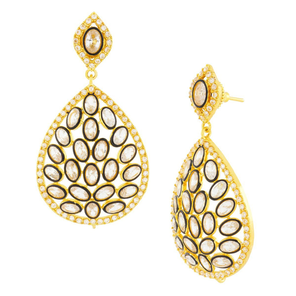 Filigree 18K Gold Filigree Crystal CZ Dangle Drop Earring Bulk