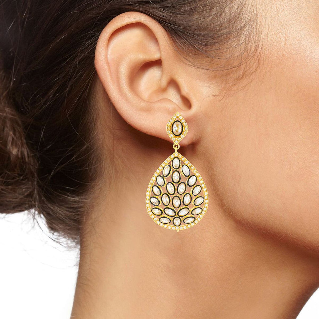 Filigree 18K Gold Filigree Crystal CZ Dangle Drop Earring Bulk