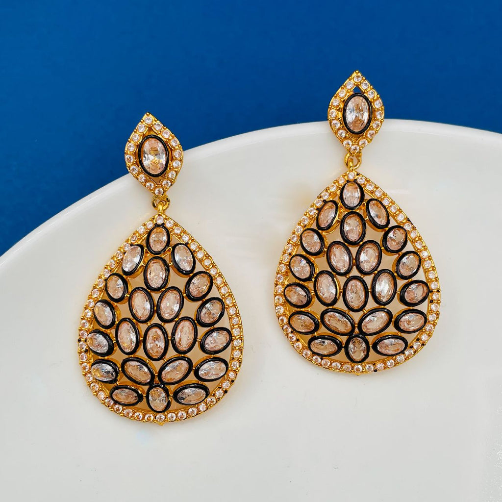 Filigree 18K Gold Filigree Crystal CZ Dangle Drop Earring Bulk