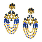 Design 18K Gold Blue Crystal CZ Beads Chandelier Earring Bulk