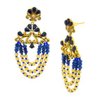 Design 18K Gold Blue Crystal CZ Beads Chandelier Earring Bulk