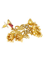 Peacock Gold Pink Filigree Pearl Kundan Chandelier Earring Girl Bulk