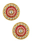 Fire Large Maroon Round Kundan Meenakari Stud Earring Girls Bulk