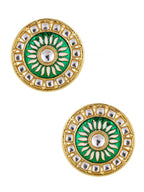 Fire Large Green Round Kundan Meenakari Stud Earring Girls Bulk