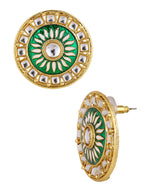 Fire Large Green Round Kundan Meenakari Stud Earring Girls Bulk