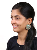 Fire Large Green Round Kundan Meenakari Stud Earring Girls Bulk