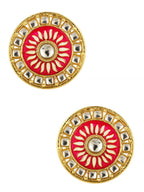 Fire Large Rani Pink Round Kundan Meenakari Stud Earring Girls Bulk
