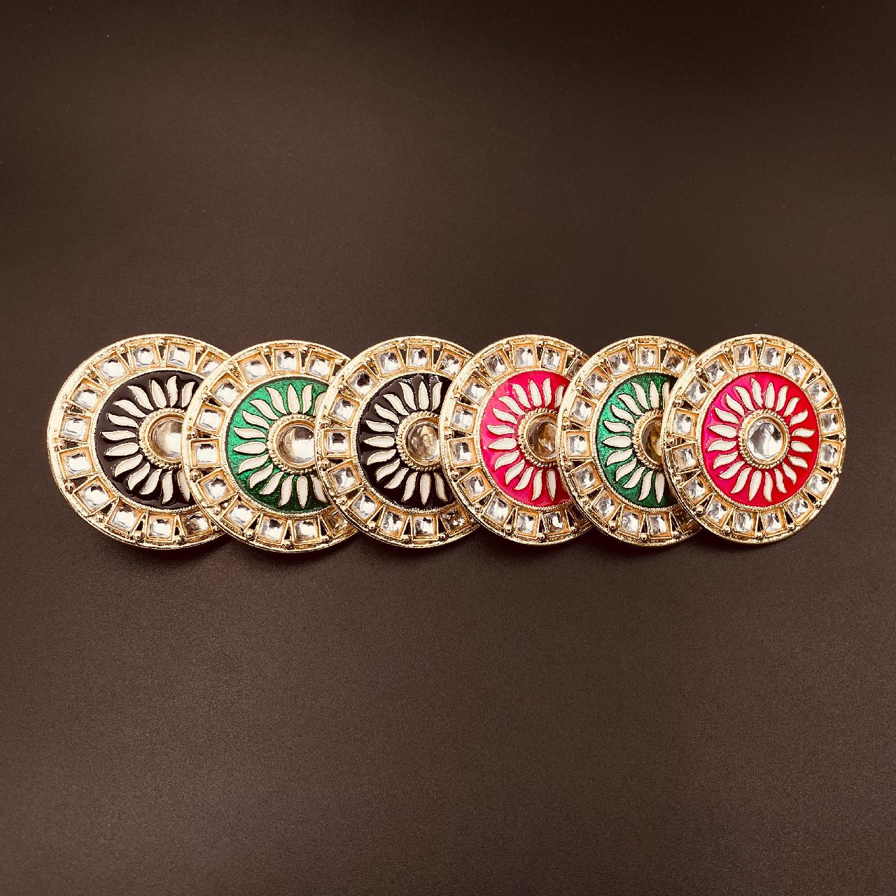Fire Large Rani Pink Round Kundan Meenakari Stud Earring Girls Bulk