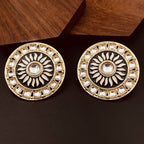 Fire Large Black Round Kundan Meenakari Stud Earring Girls Bulk