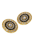 Fire Large Black Round Kundan Meenakari Stud Earring Girls Bulk