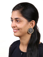 Fire Large Black Round Kundan Meenakari Stud Earring Girls Bulk
