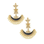 Blue Chaand Bali Kundan Pearl Meenakari Tassel Dangling Earring Bulk