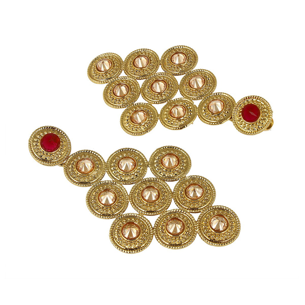 Lct Maroon CZ Kundan Antique Gold Dangling Earring Bulk