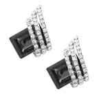 Three Stone Wave Aaa Crystal American Diamond Black Stud Earring Bulk