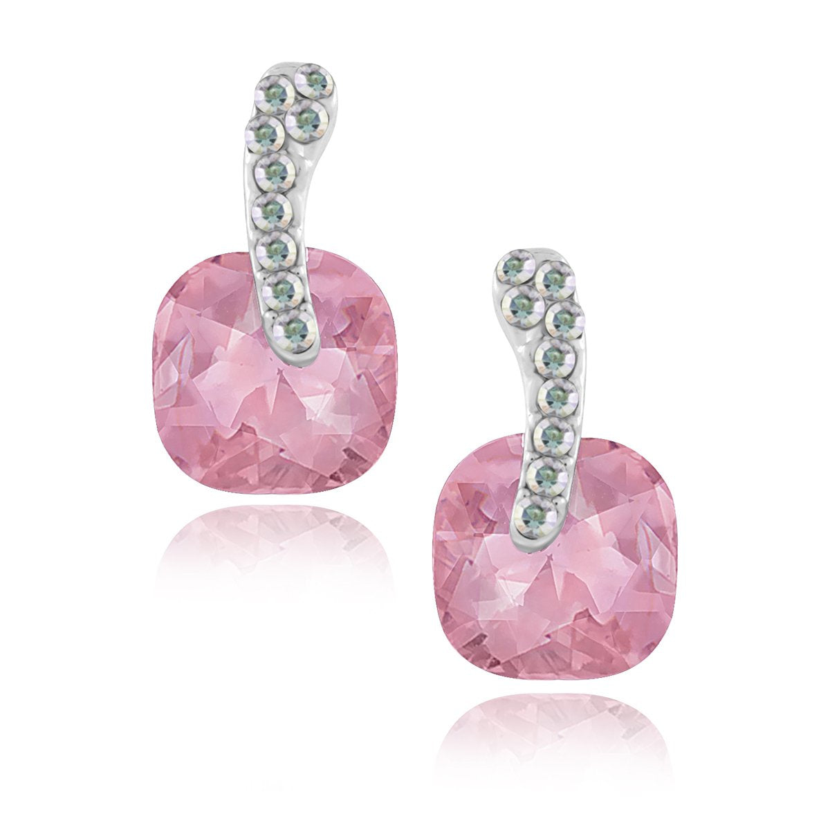 Cushion Aaa Crystal American Diamond Pink Stud Earring Girls Bulk Secondary image