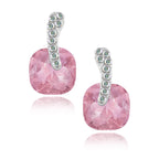 Cushion Aaa Crystal American Diamond Pink Stud Earring Girls Bulk