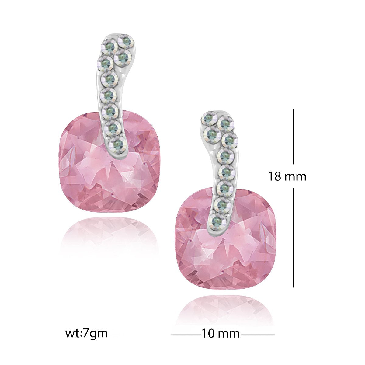 Cushion Aaa Crystal American Diamond Pink Stud Earring Girls Bulk