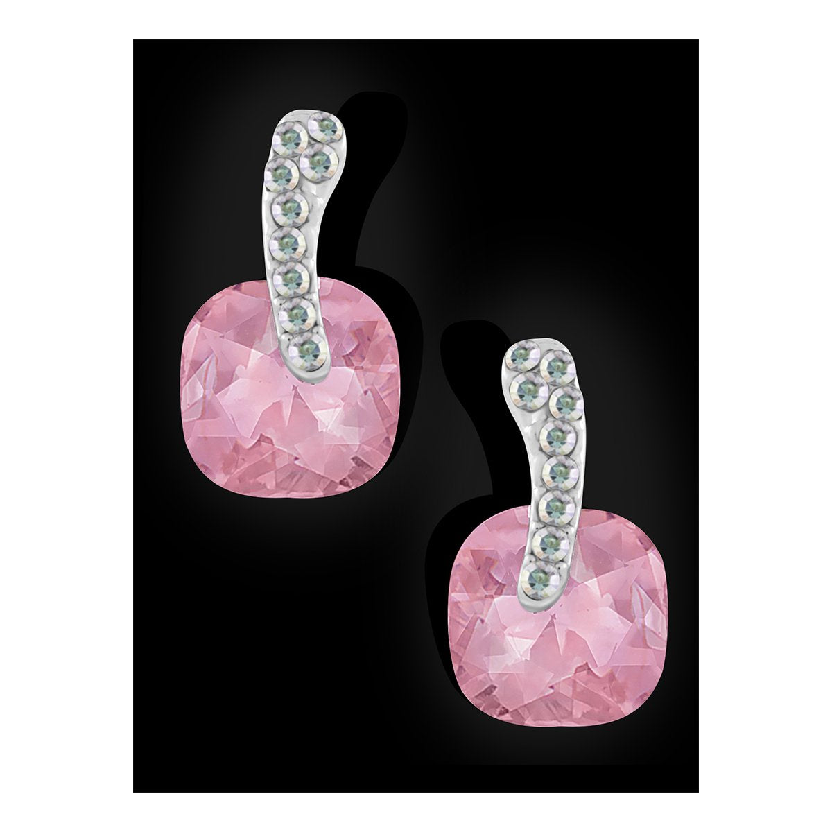 Cushion Aaa Crystal American Diamond Pink Stud Earring Girls Bulk Main image