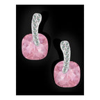 Cushion Aaa Crystal American Diamond Pink Stud Earring Girls Bulk