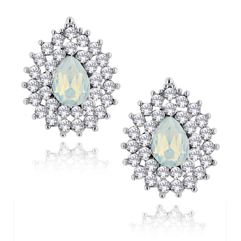 Leaf Drop Aaa Crystal American Diamond White Stud Earring Girls Bulk