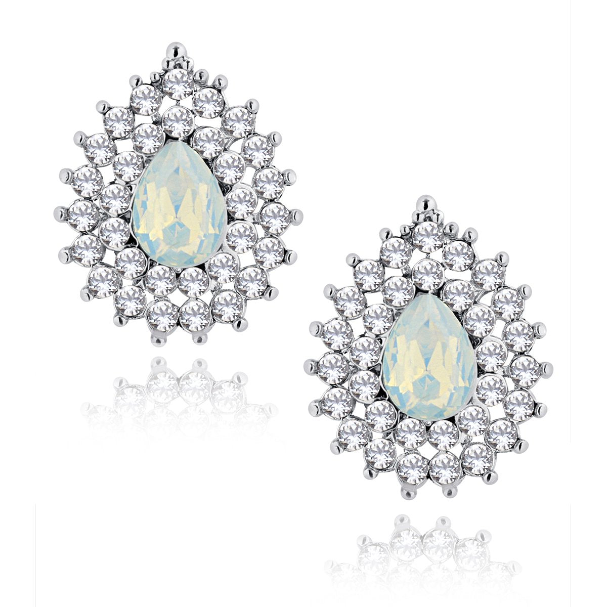 Leaf Drop Aaa Crystal American Diamond White Stud Earring Girls Bulk
