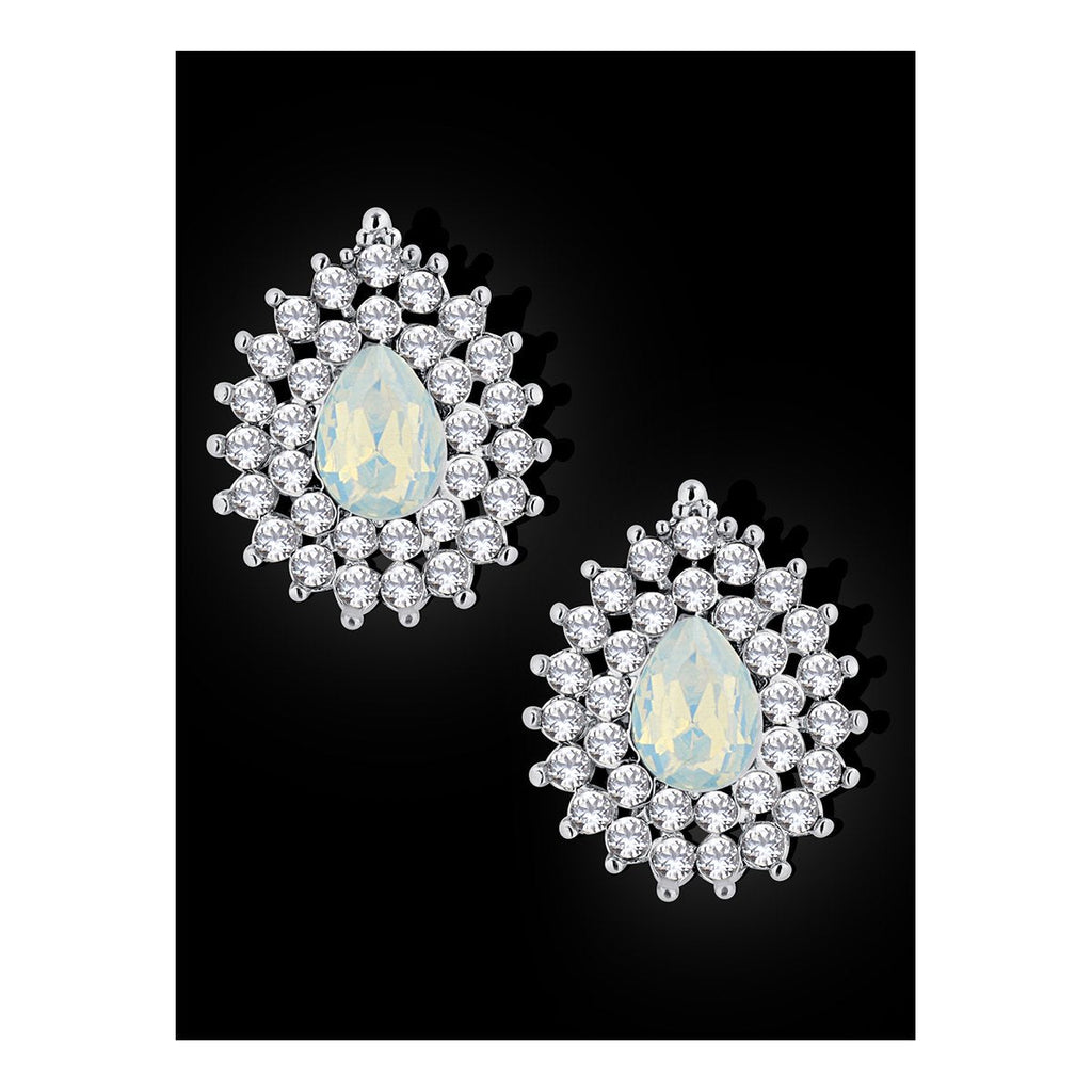Leaf Drop Aaa Crystal American Diamond White Stud Earring Girls Bulk