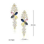 Flower Aaa Crystal CZ 18K Gold Blue Dangle Drop Earring Bulk
