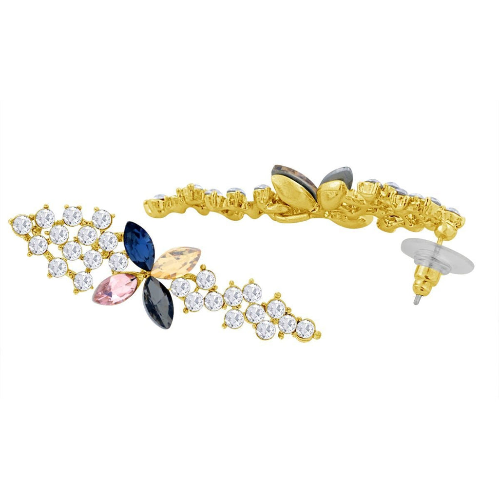 Flower Aaa Crystal CZ 18K Gold Blue Dangle Drop Earring Bulk