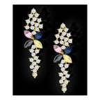 Flower Aaa Crystal CZ 18K Gold Blue Dangle Drop Earring Bulk