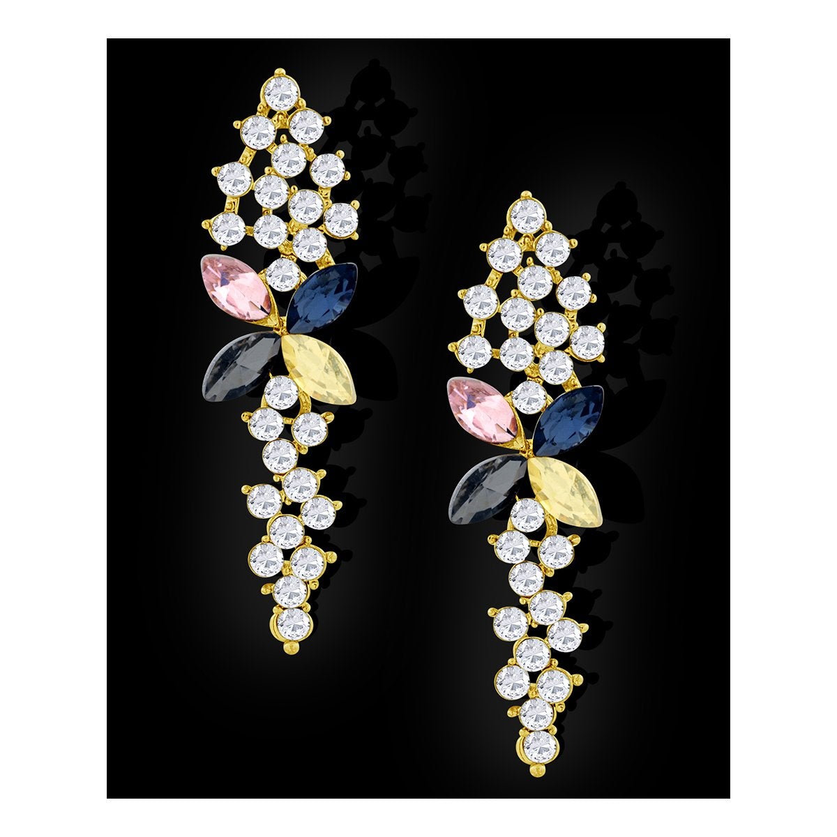 Flower Aaa Crystal CZ 18K Gold Blue Dangle Drop Earring Bulk