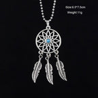 Dream Catcher Feather Oxidised German Silver Blue Pendant Earring Set