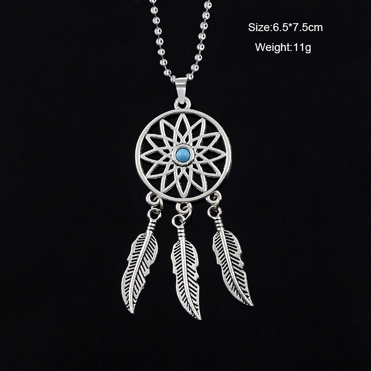 Dream Catcher Feather Oxidised German Silver Blue Pendant Earring Set