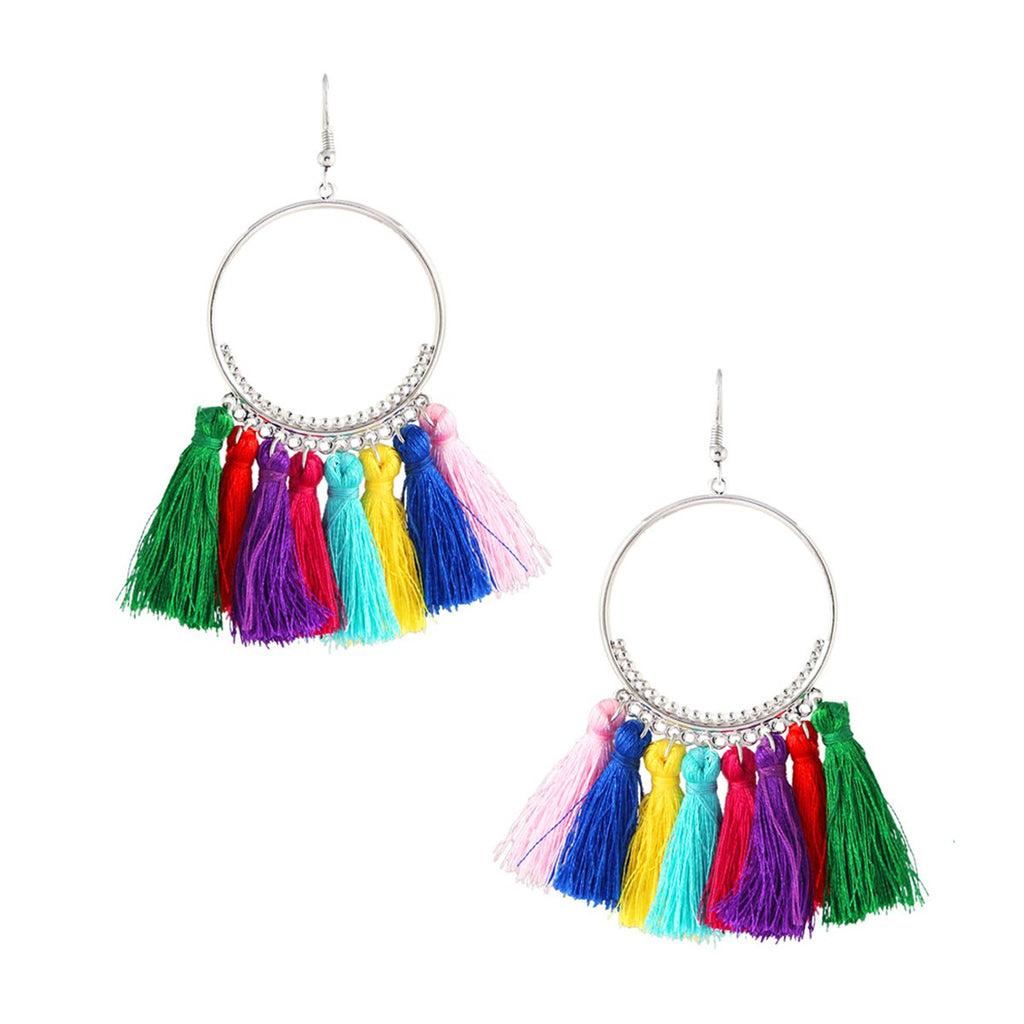 Rainbow Silky Hanging Multicolor Chandbali Earring Bulk