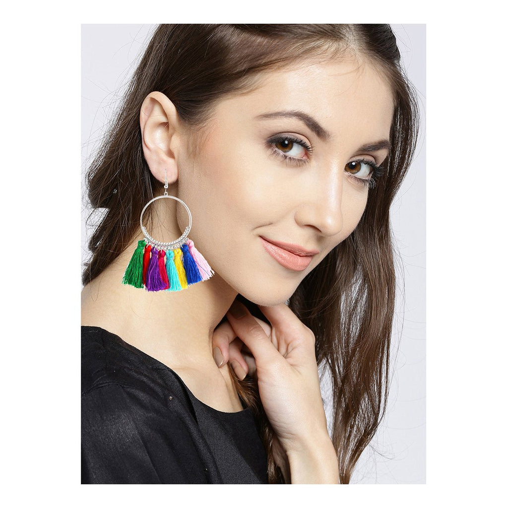 Rainbow Silky Hanging Multicolor Chandbali Earring Bulk