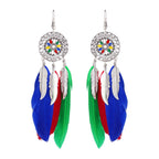 Feather Leaf Filigree Multicolor Enamel Hanging Dangle Earring Bulk