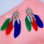 Feather Leaf Filigree Multicolor Enamel Hanging Dangle Earring Bulk