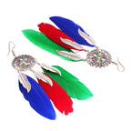 Feather Leaf Filigree Multicolor Enamel Hanging Dangle Earring Bulk