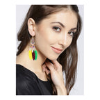 Feather Leaf Beads Green Yellow Brown Hanging Dangle Earring Bulk