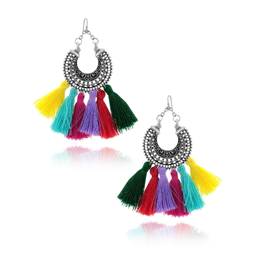 Silky Hanging Filigree Sky Blue Chandbali Dangle Earring Bulk