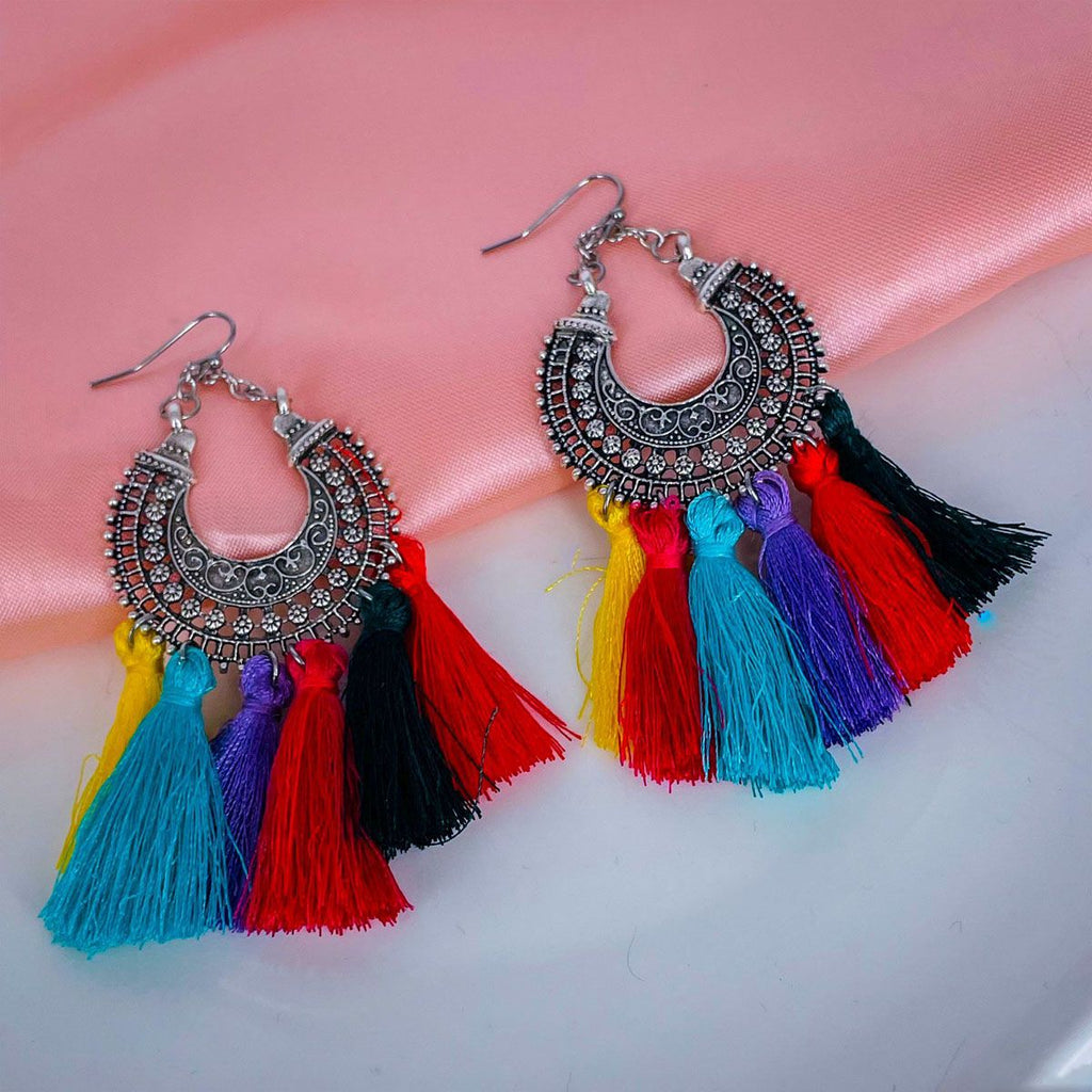 Silky Hanging Filigree Sky Blue Chandbali Dangle Earring Bulk