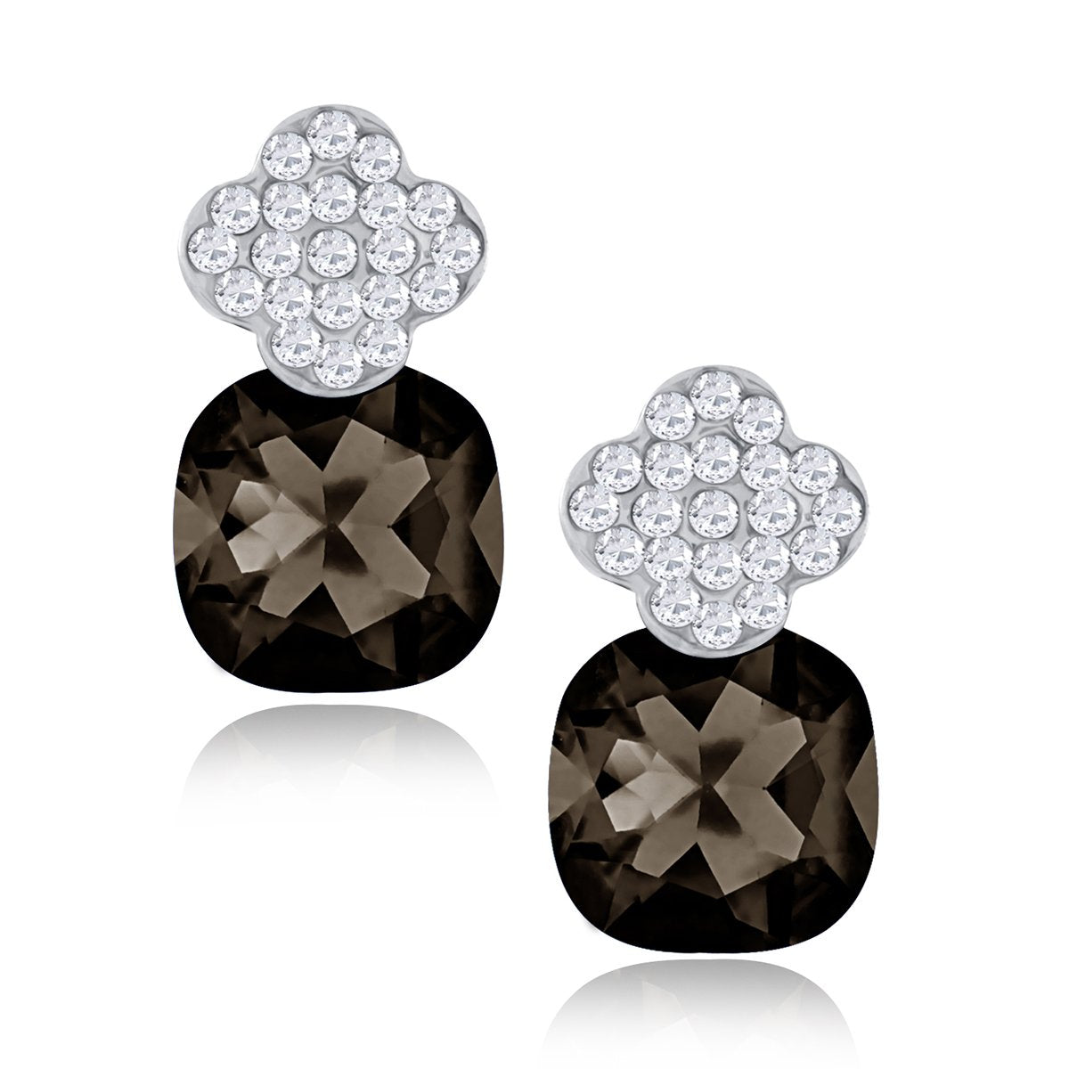 Quatrefoil Aaa Crystal CZ Black Rhodium Stud Earring Bulk Main image