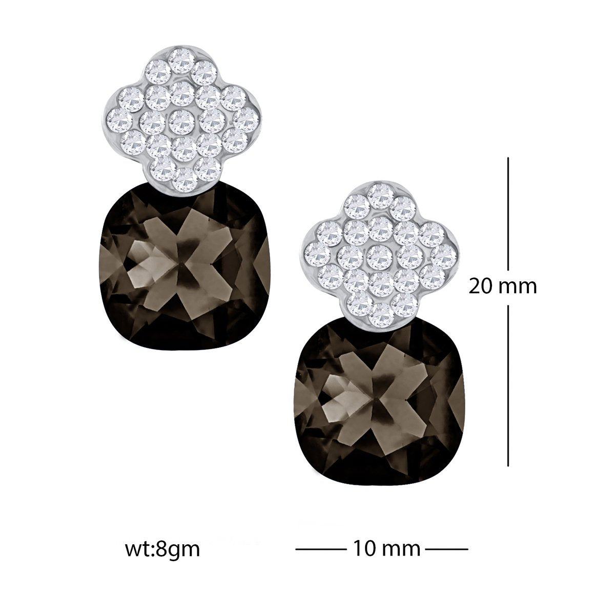 Quatrefoil Aaa Crystal CZ Black Rhodium Stud Earring Bulk