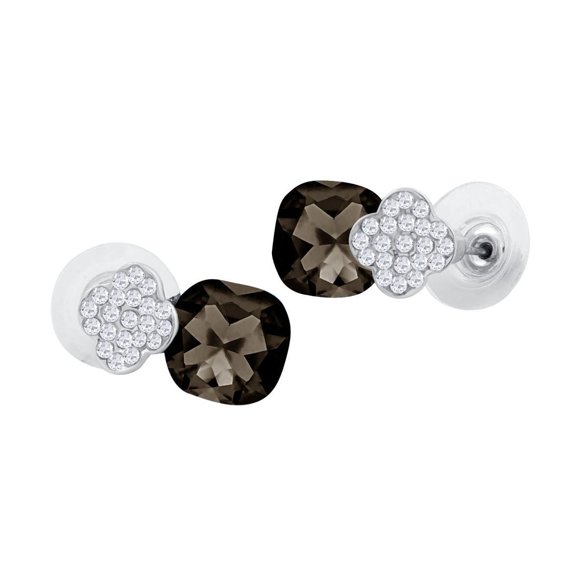 Quatrefoil Aaa Crystal CZ Black Rhodium Stud Earring Bulk