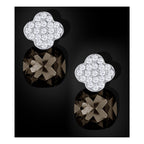 Quatrefoil Aaa Crystal CZ Black Rhodium Stud Earring Bulk