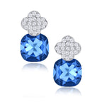 Quatrefoil Aaa Crystal American Diamond Blue Rhodium Stud Earring