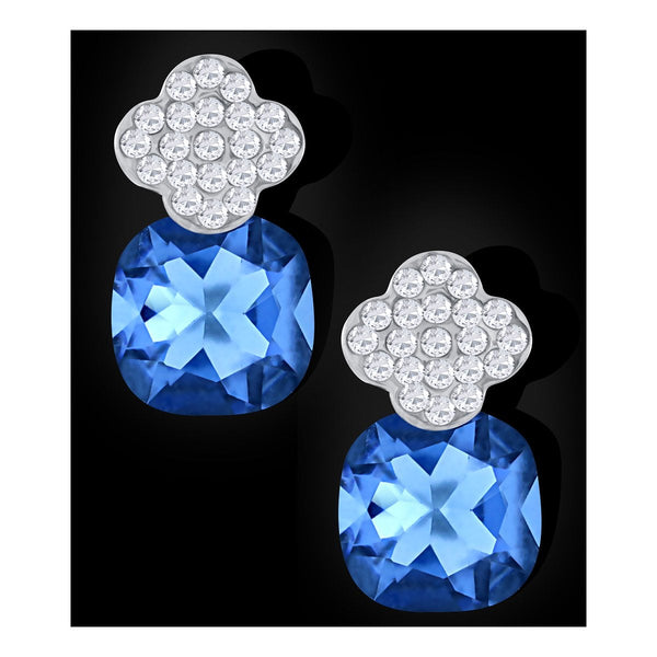 Quatrefoil Aaa Crystal American Diamond Blue Rhodium Stud Earring Main image