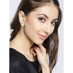 Rhombus Aaa Crystal CZ Border Blue Rhodium Brass Stud Earring Bulk